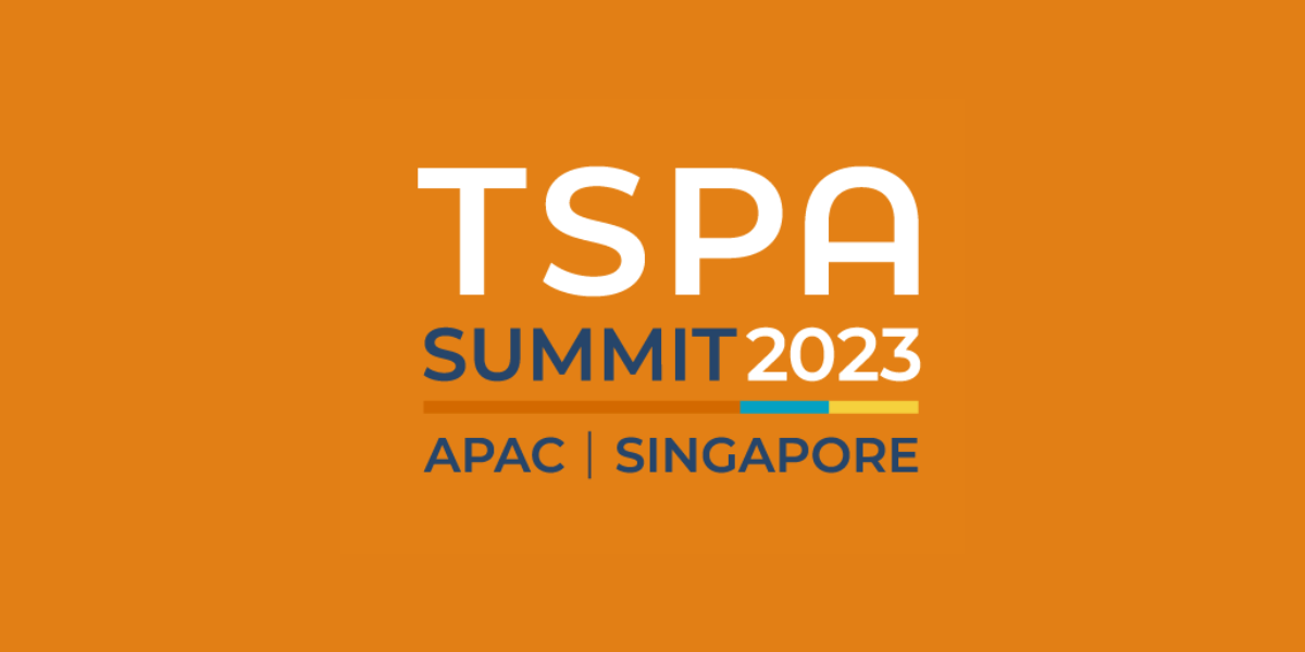 Orange banner with text that says TSPA Summit 2023 APAC Singapore